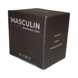 Black box of Masculin deodorant refill by Kiima on a white background